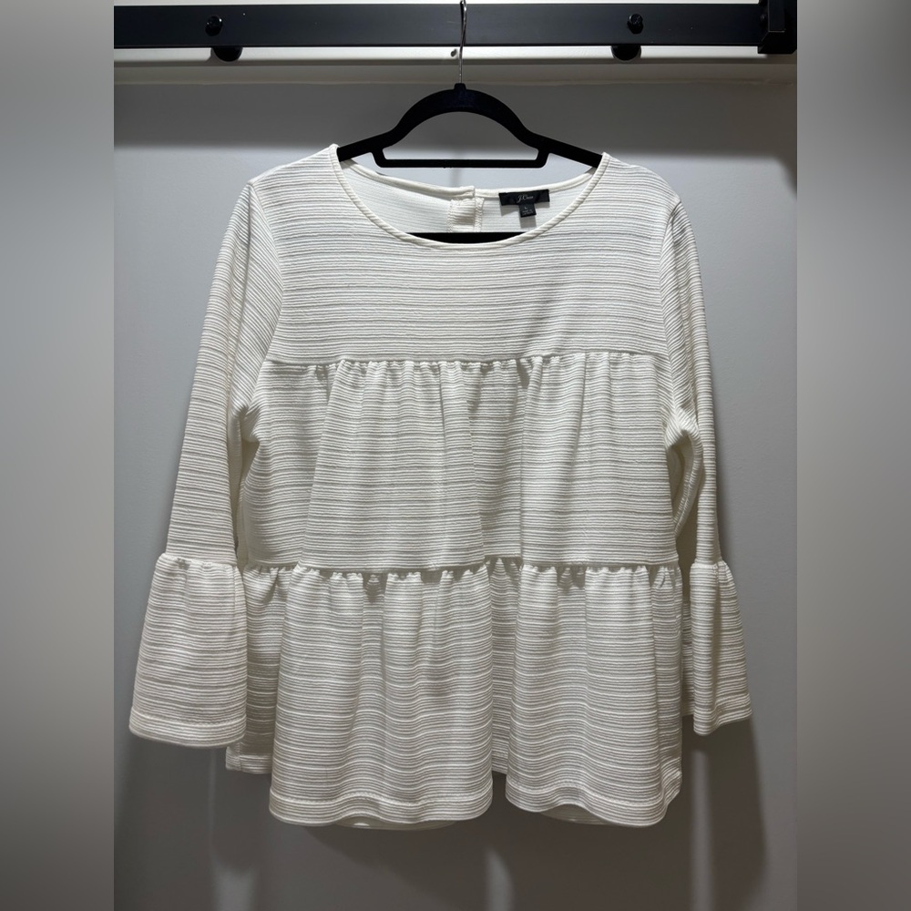 J. Crew White Textured Blouse